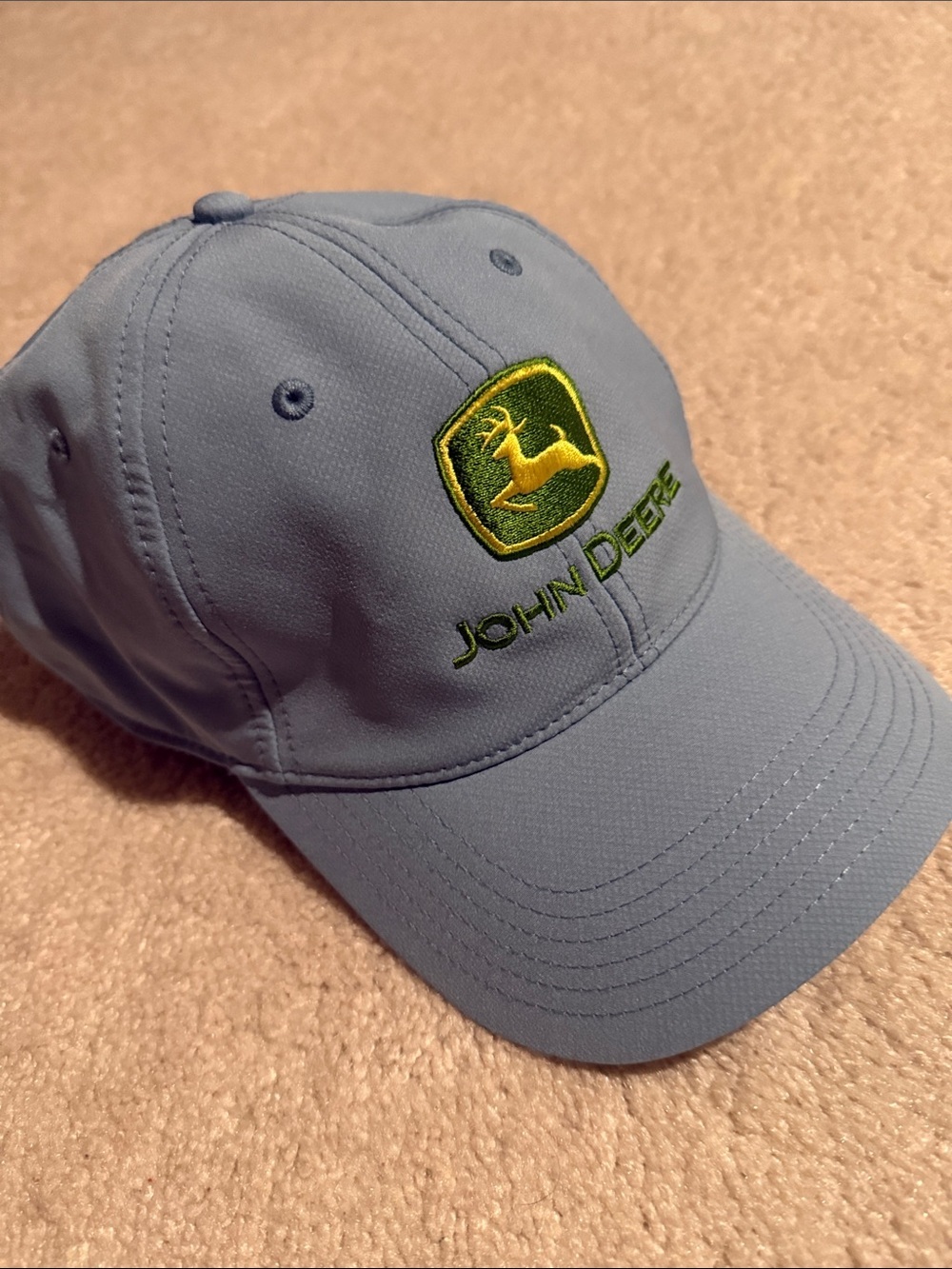 John Deere Light Blue Cap with Green and Yellow Logo